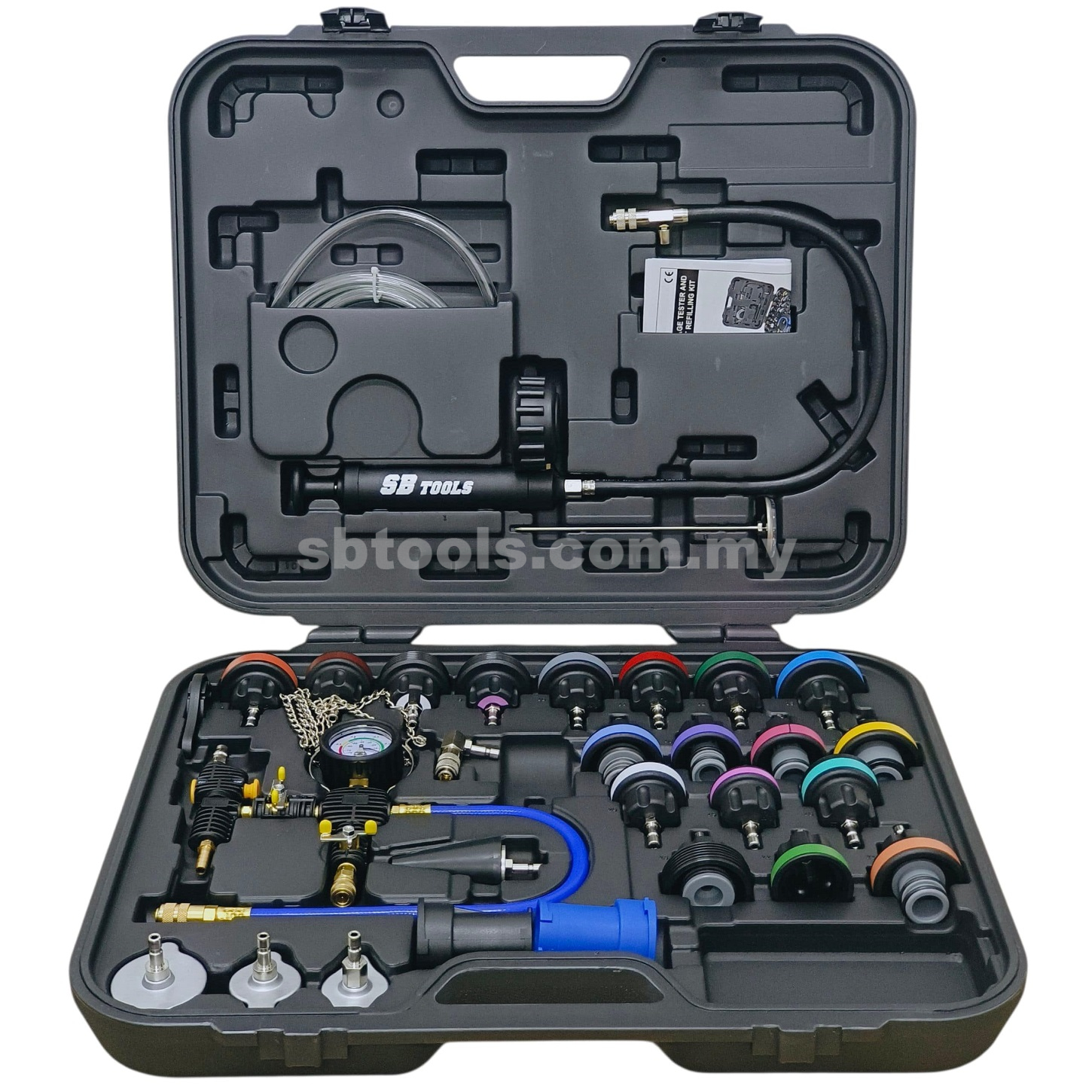 SB TOOLS 31Pcs Cooling System Leakage Tester & Vacuum-Type Coolant Refilling Kit