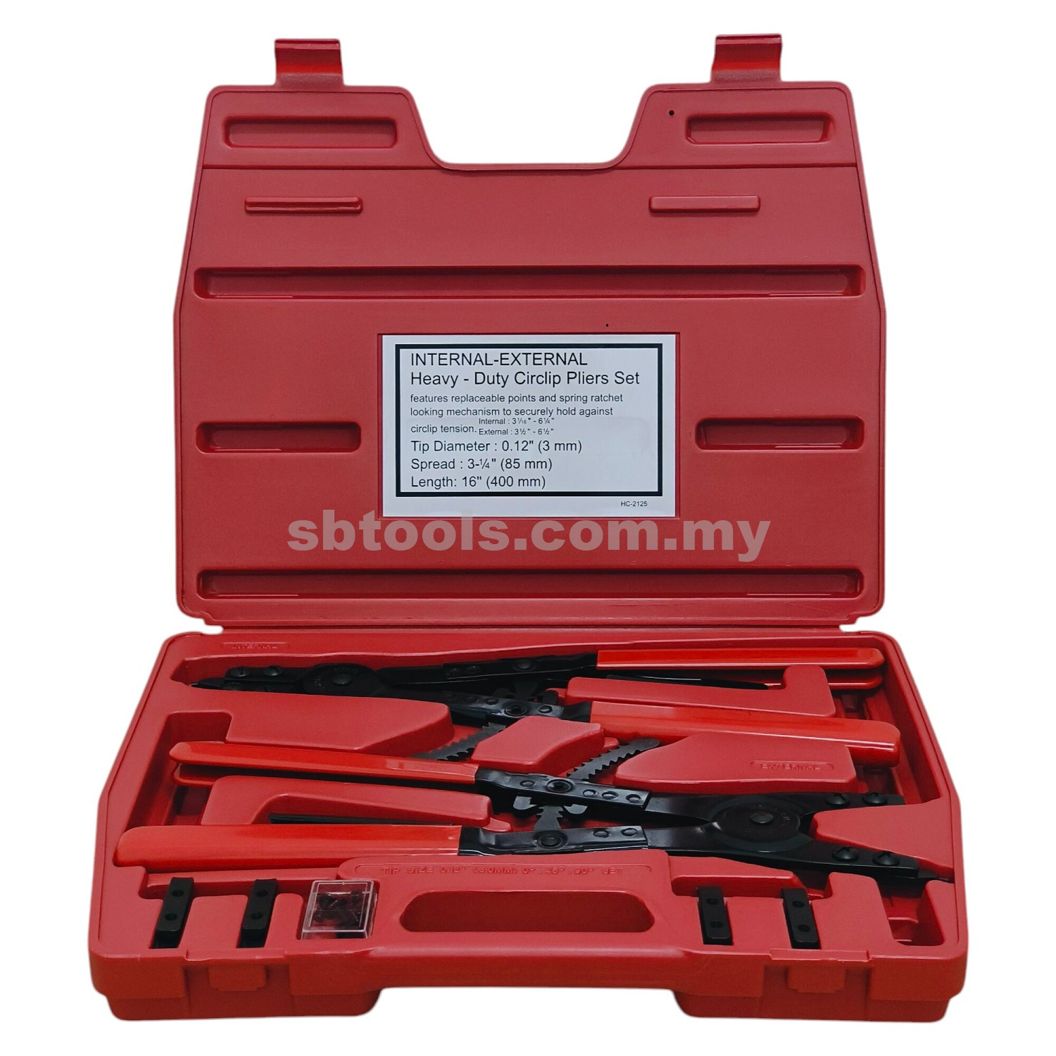 SB TOOLS 16" Internal-External Heavy Duty Circlip Pliers Set