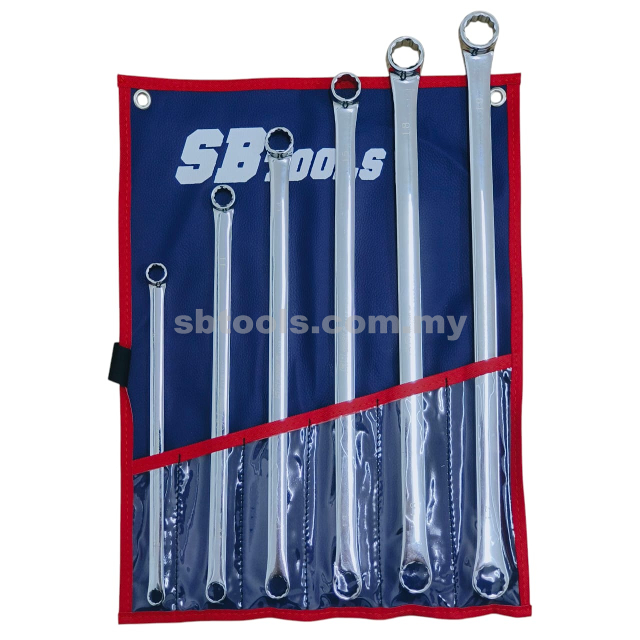 SB TOOLS 6Pcs Extra Long Double Ring Spanner Set (8-19mm)