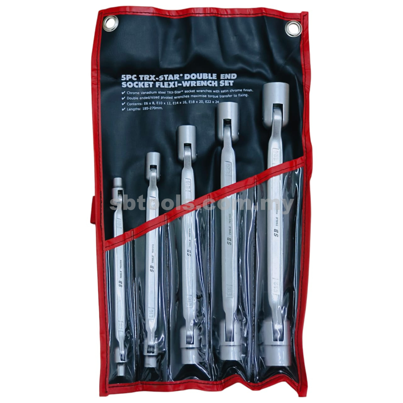 SB TOOLS 5Pcs Double Flexible External Torx Wrench Set (E6~E24)
