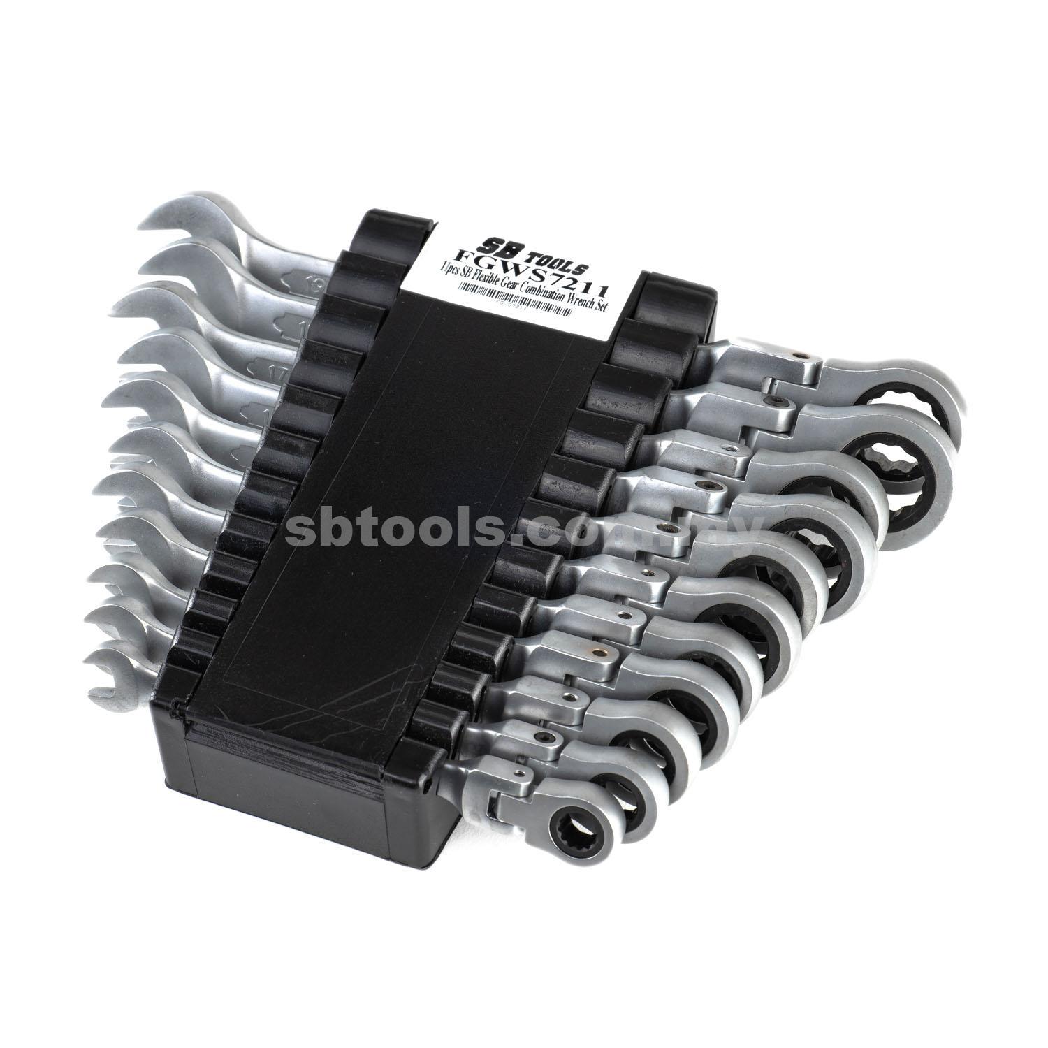 11Pcs Flexible Combination Gear Wrench Set (8-19mm)