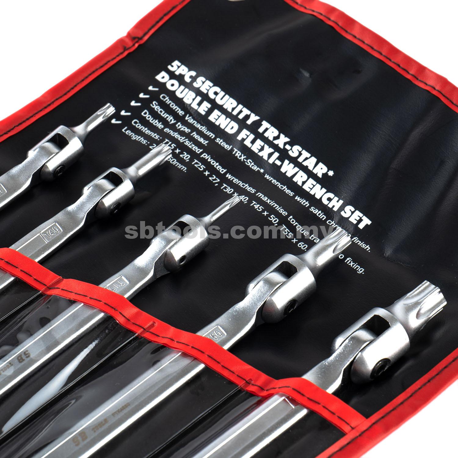 SB TOOLS 5Pcs Flexible Torx Wrench Set (T15~T60) - Image 2