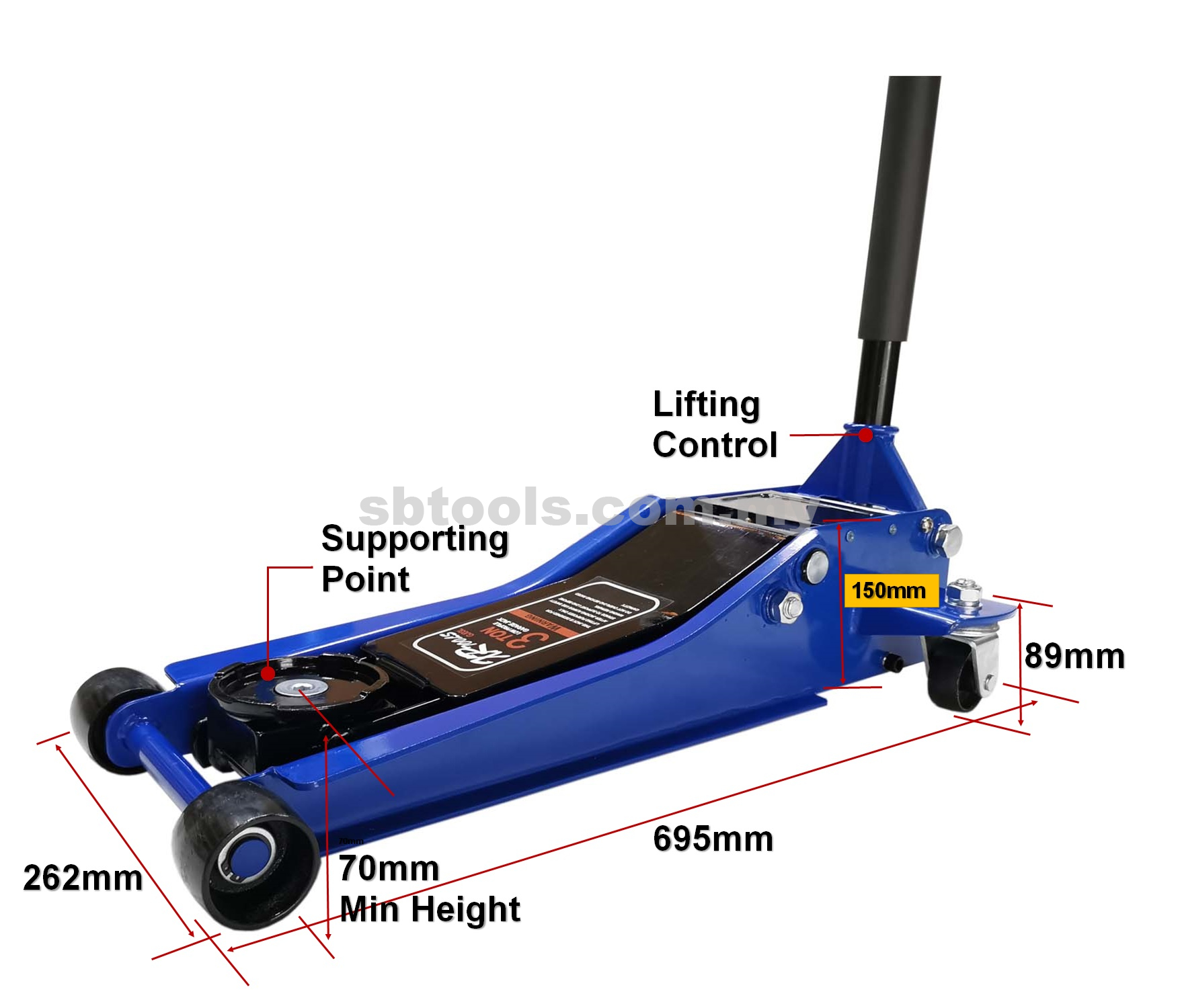XR TOOLS 3 Ton Low Profile Garage Floor Jack With Double Piston - Image 2