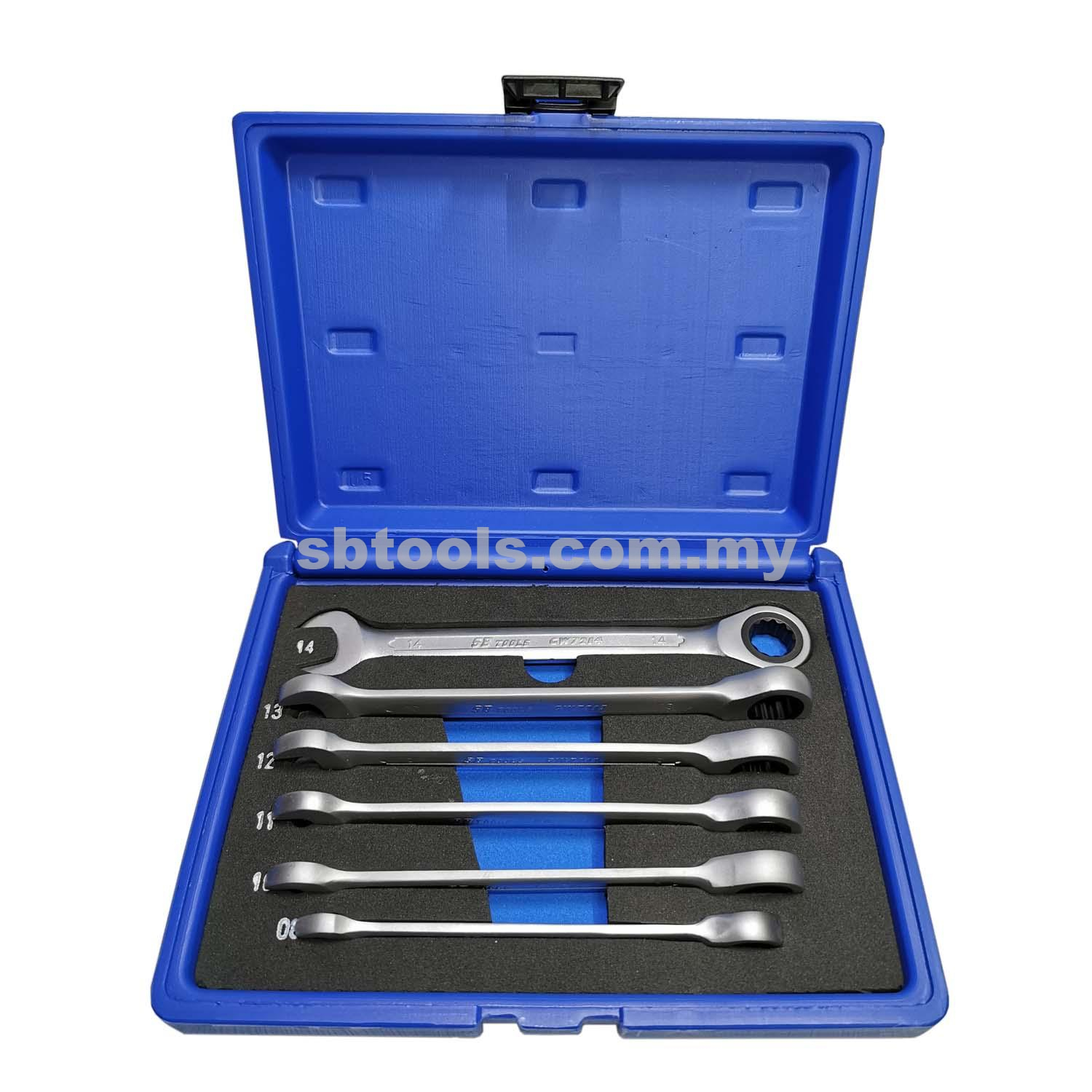 SB TOOLS 6Pcs Combination Gear Wrench Set (8-14mm)