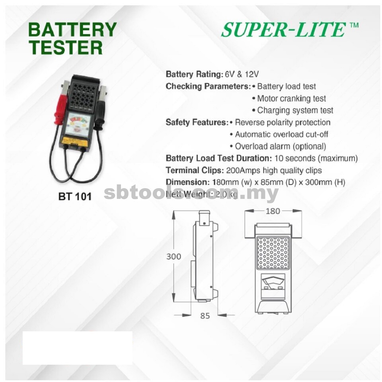12V SUPER-LITE Battery Tester
