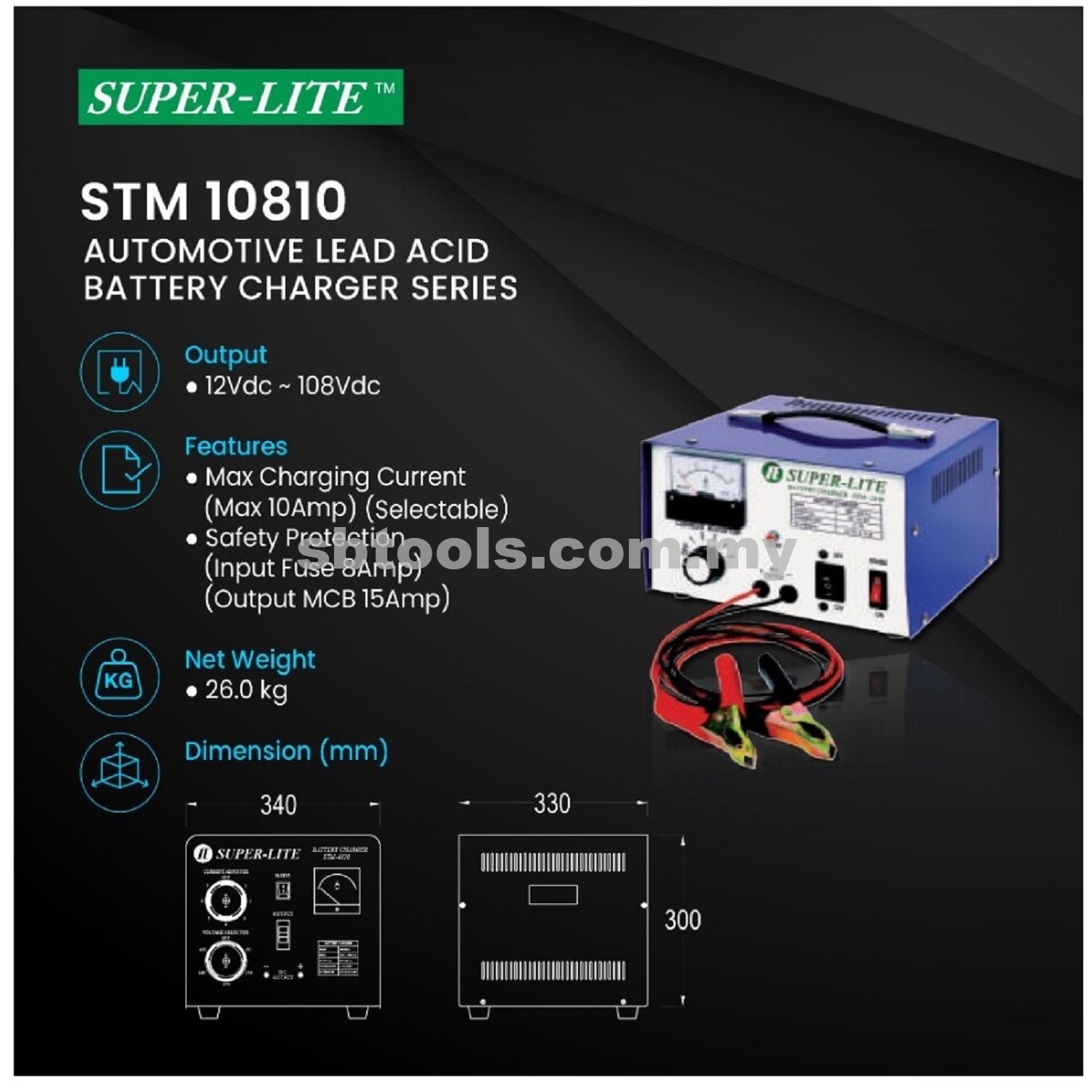 12V~108V SUPER-LITE Battery Charger (10Amp) - Image 2