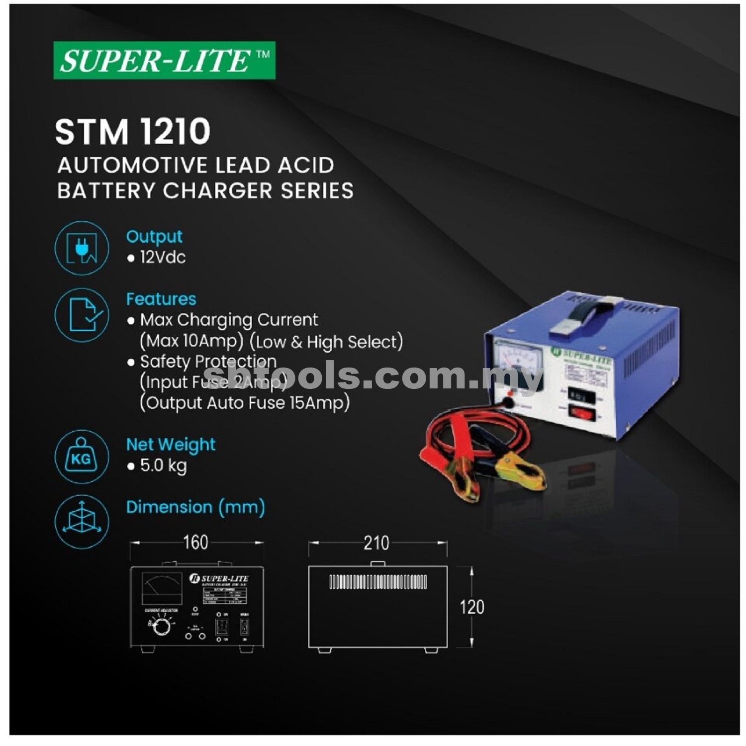 12V SUPER-LITE Battery Charger (10Amp) - Image 2