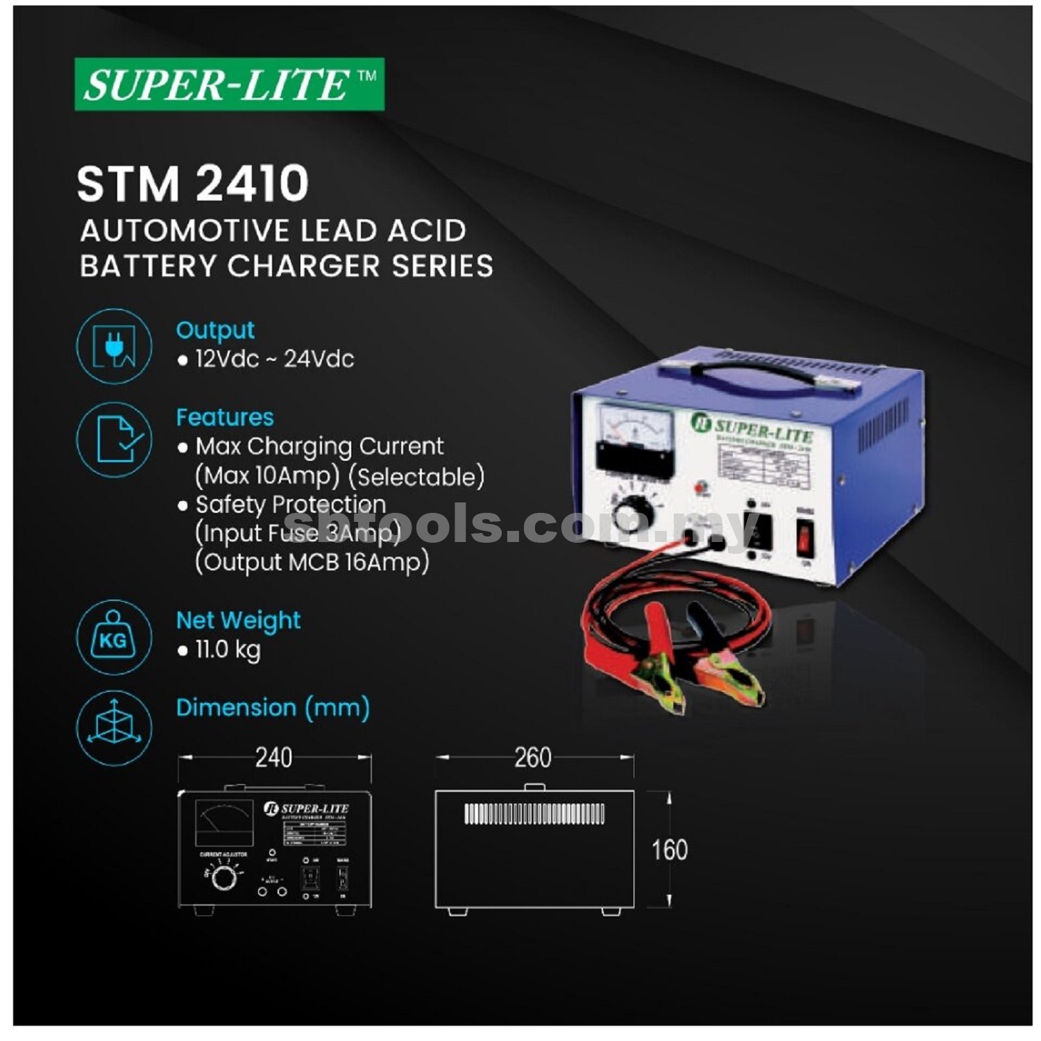 12V~24V SUPER-LITE Battery Charger (10Amp) - Image 2