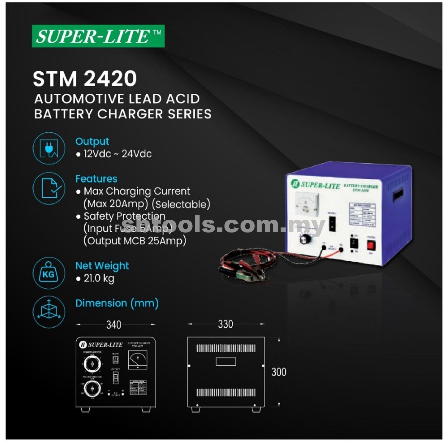 12V~24V SUPER-LITE Battery Charger (20Amp) - Image 2