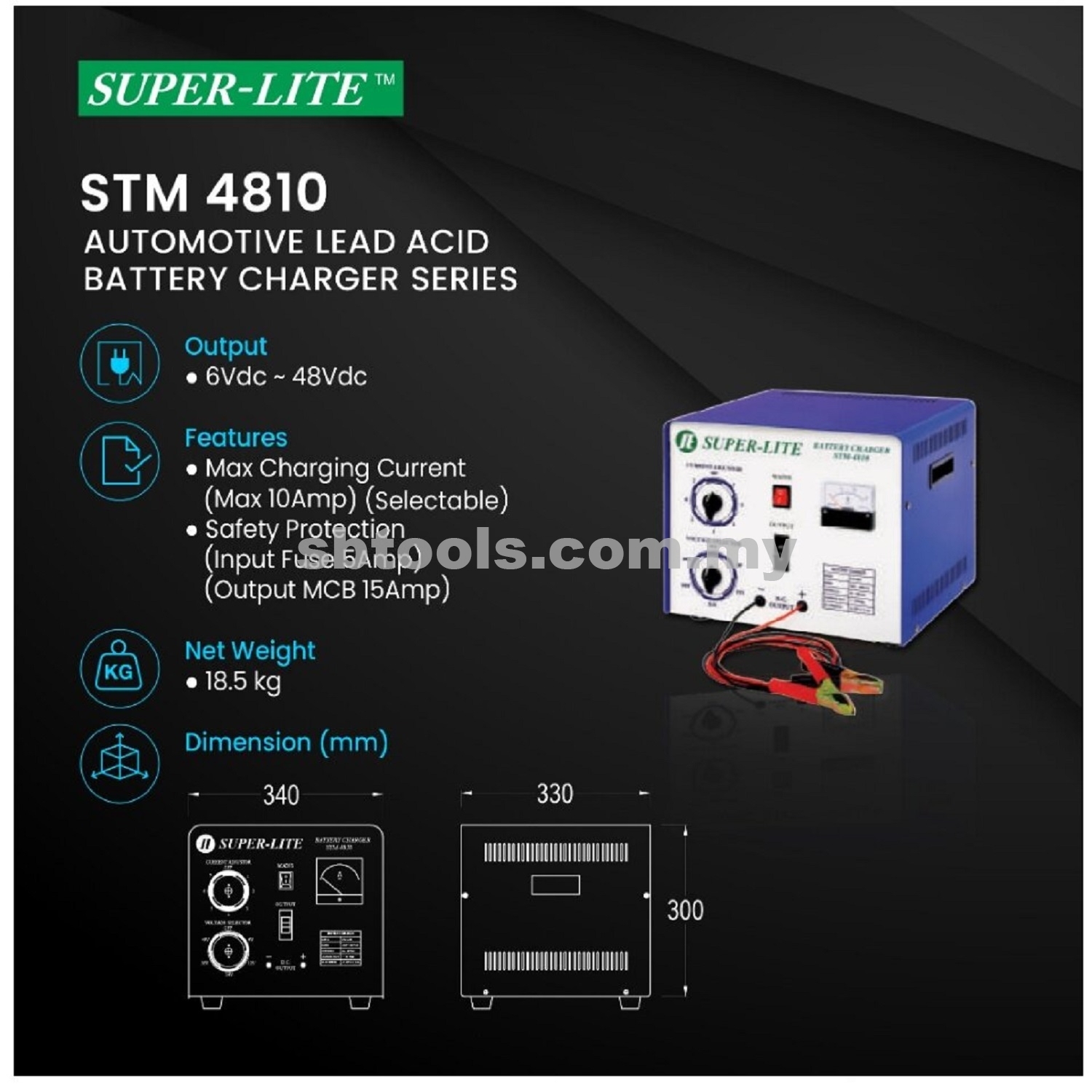 6V~48V SUPER-LITE Battery Charger (10Amp) - Image 2
