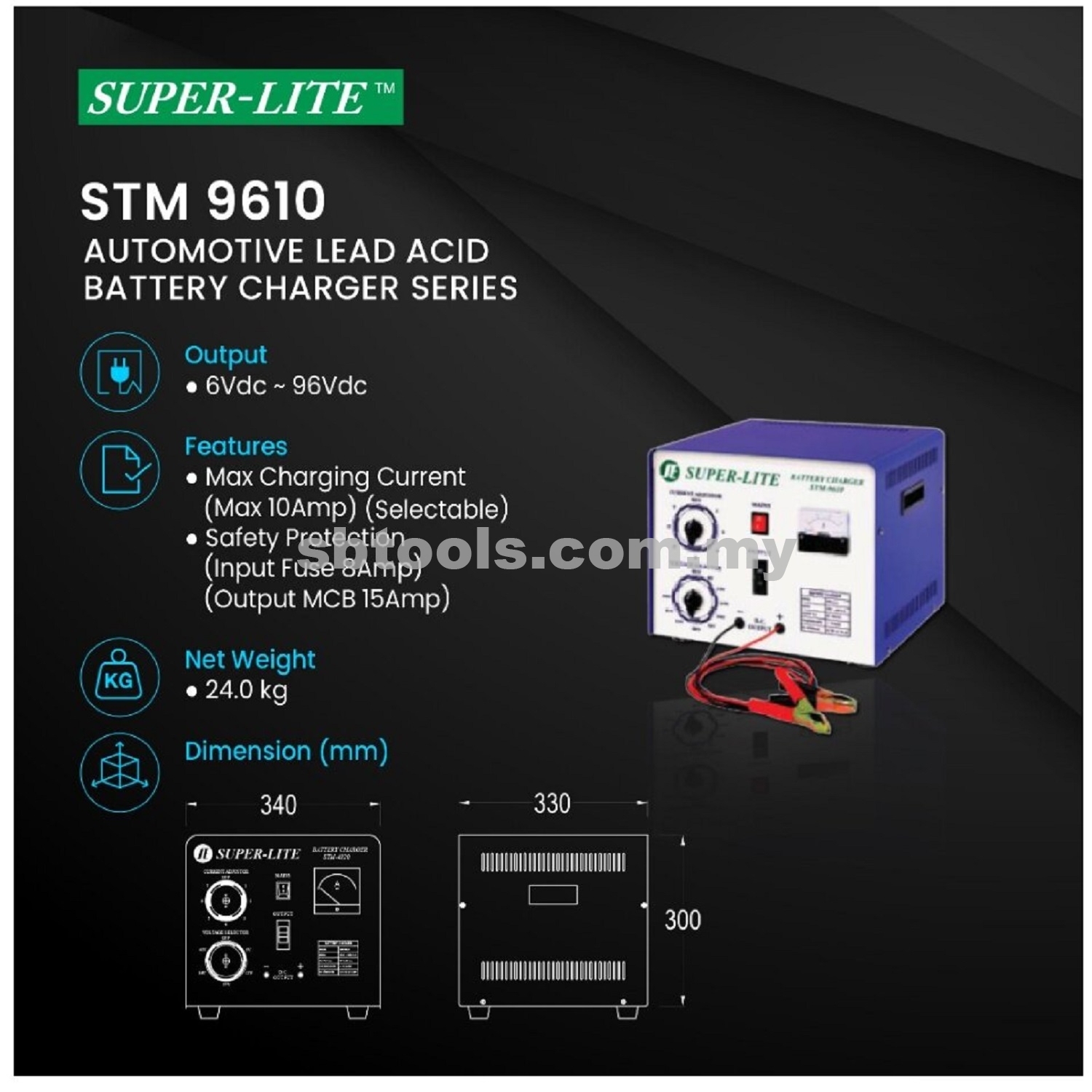 6V~96V SUPER-LITE Battery Charger (10Amp) - Image 2