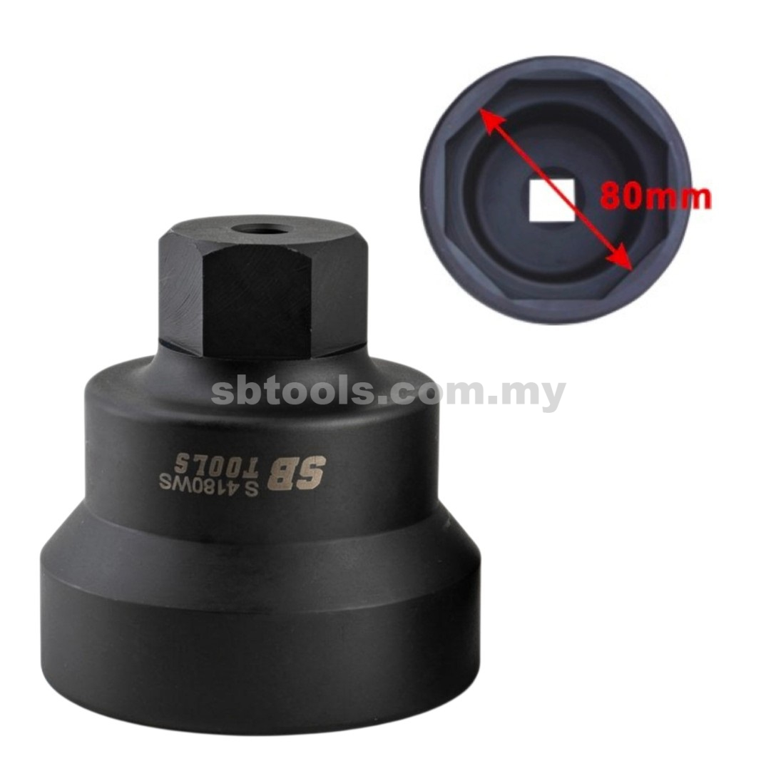 SB TOOLS 80mm SCANIA Front Wheel Nut Socket (H41 x 8 Point)