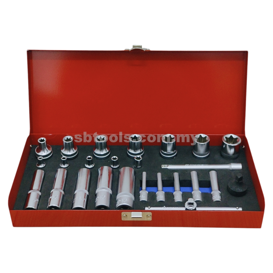 SB TOOLS 25Pcs External Torx Socket Set (E4~E20)