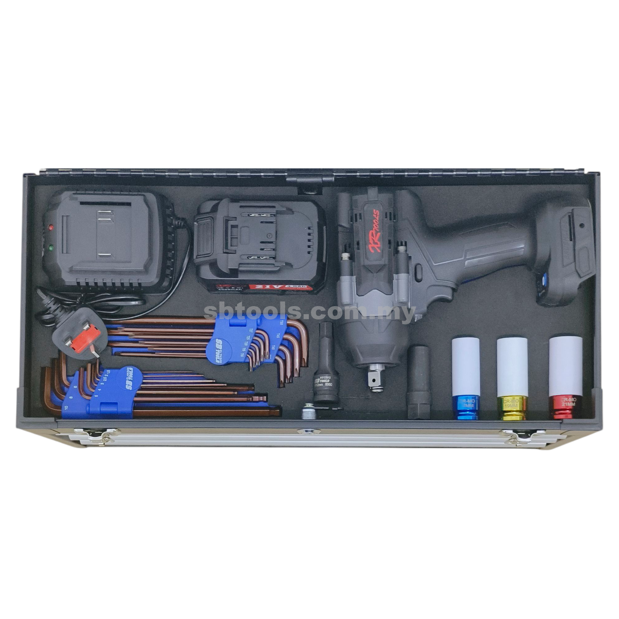 Professional Tool Chest Set with Cordless Impact Wrench 75pcs - Image 2