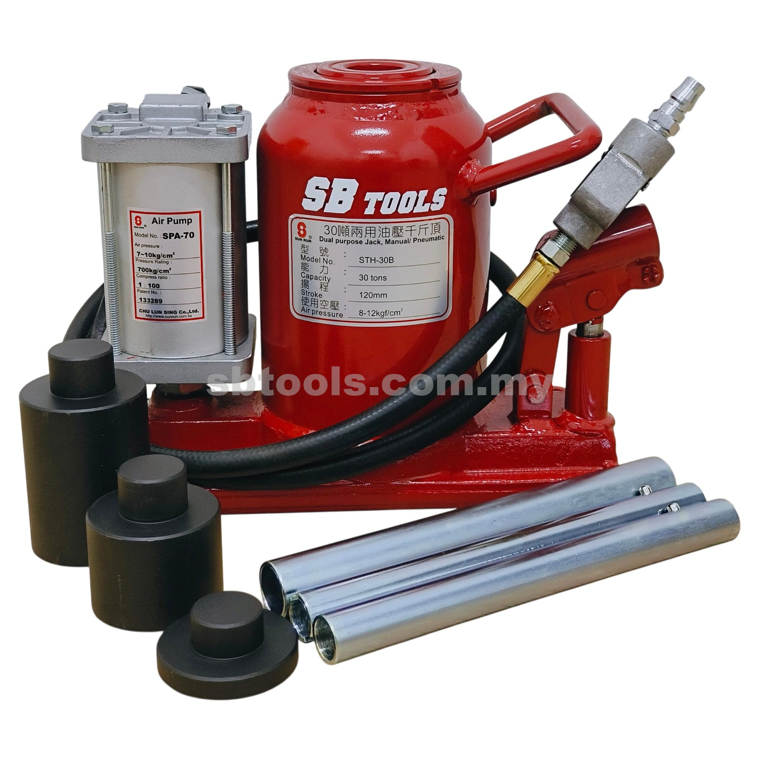 SB TOOLS × SUNRUN 2 In 1 Air Bottle Jack With Air Pump 30Ton