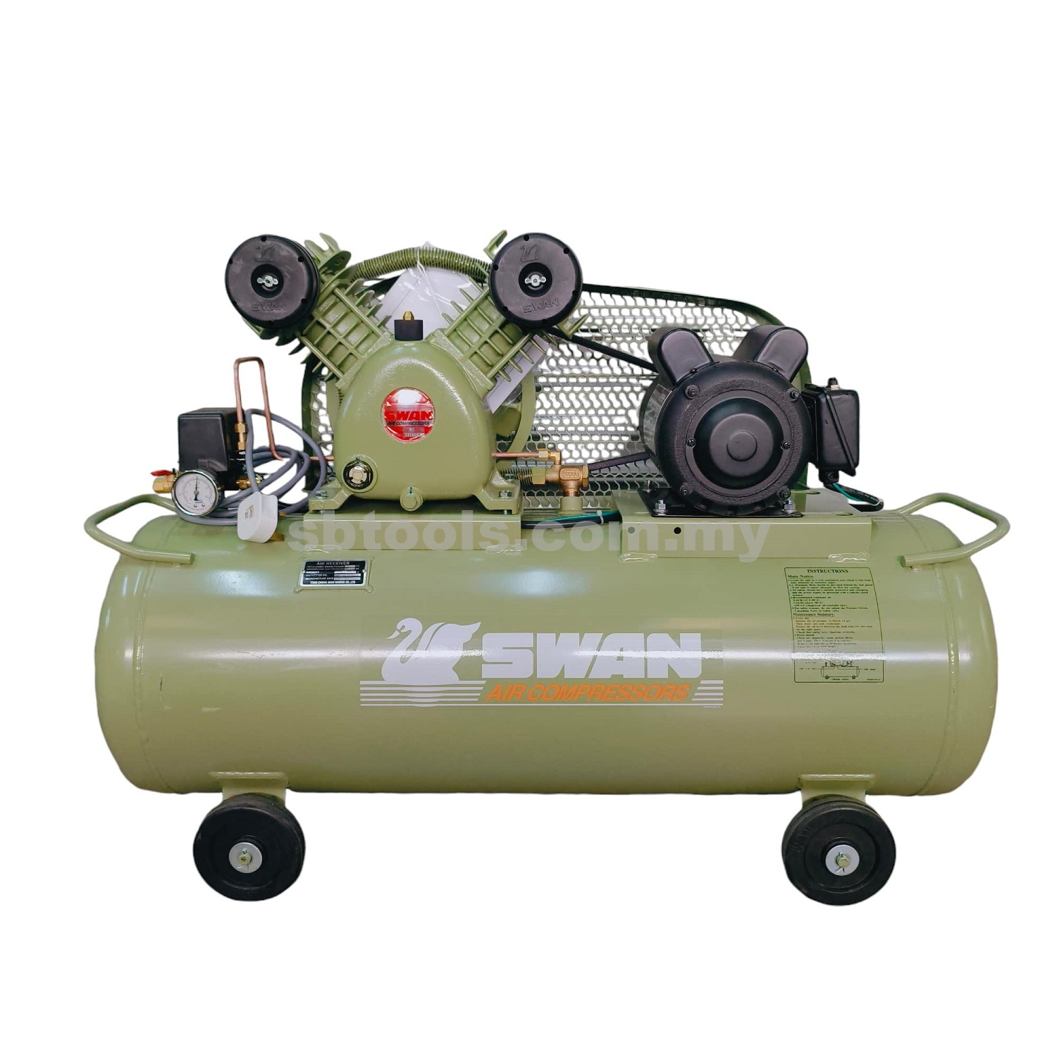 SWAN 2HP Air Compressor Single Phase | 85L | 8Bar