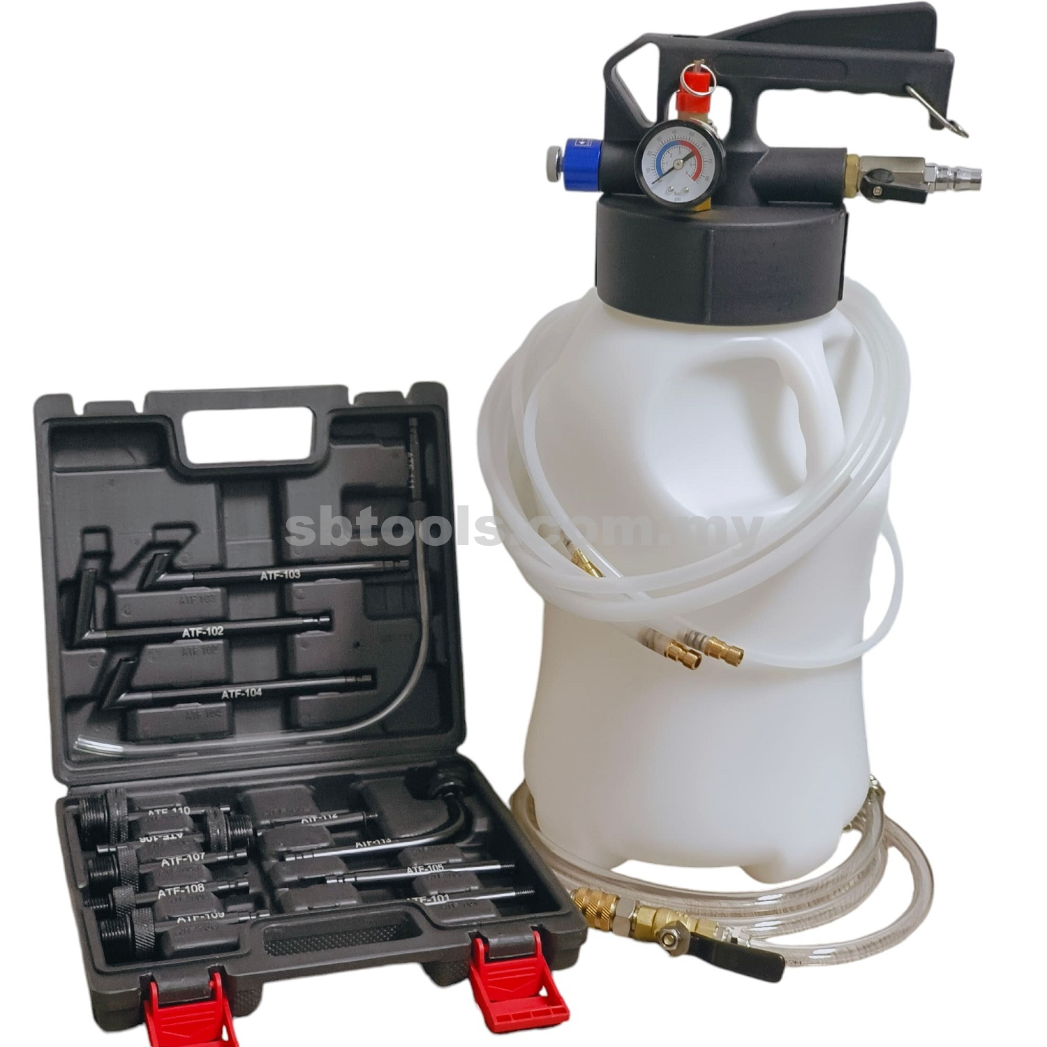 XR TOOLS 6L | 10L Pneumatic Oil (ATF) & Fluid Extractor | Dispenser With 15Pcs Adapter