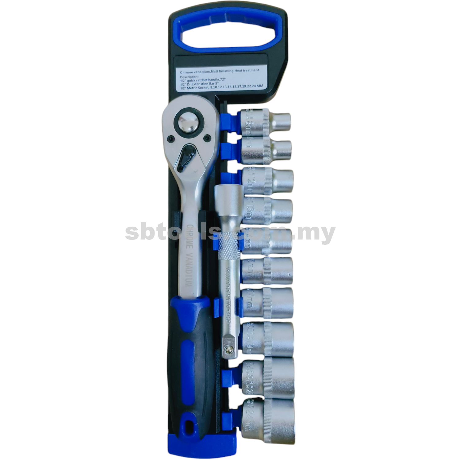 CR-V 1/2"DR Ratchet Box Socket Set