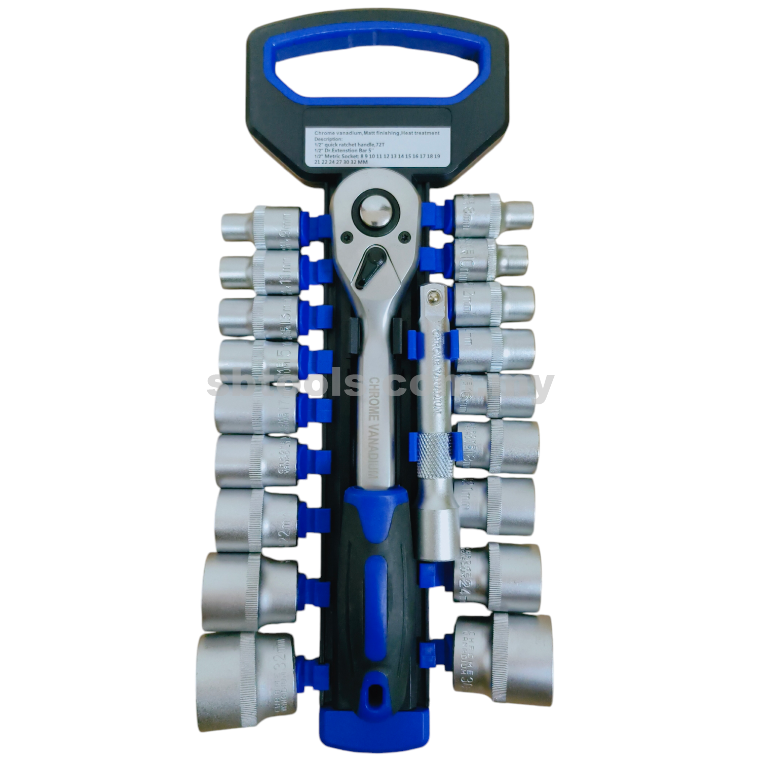 CR-V 1/2"DR Ratchet Box Socket Set