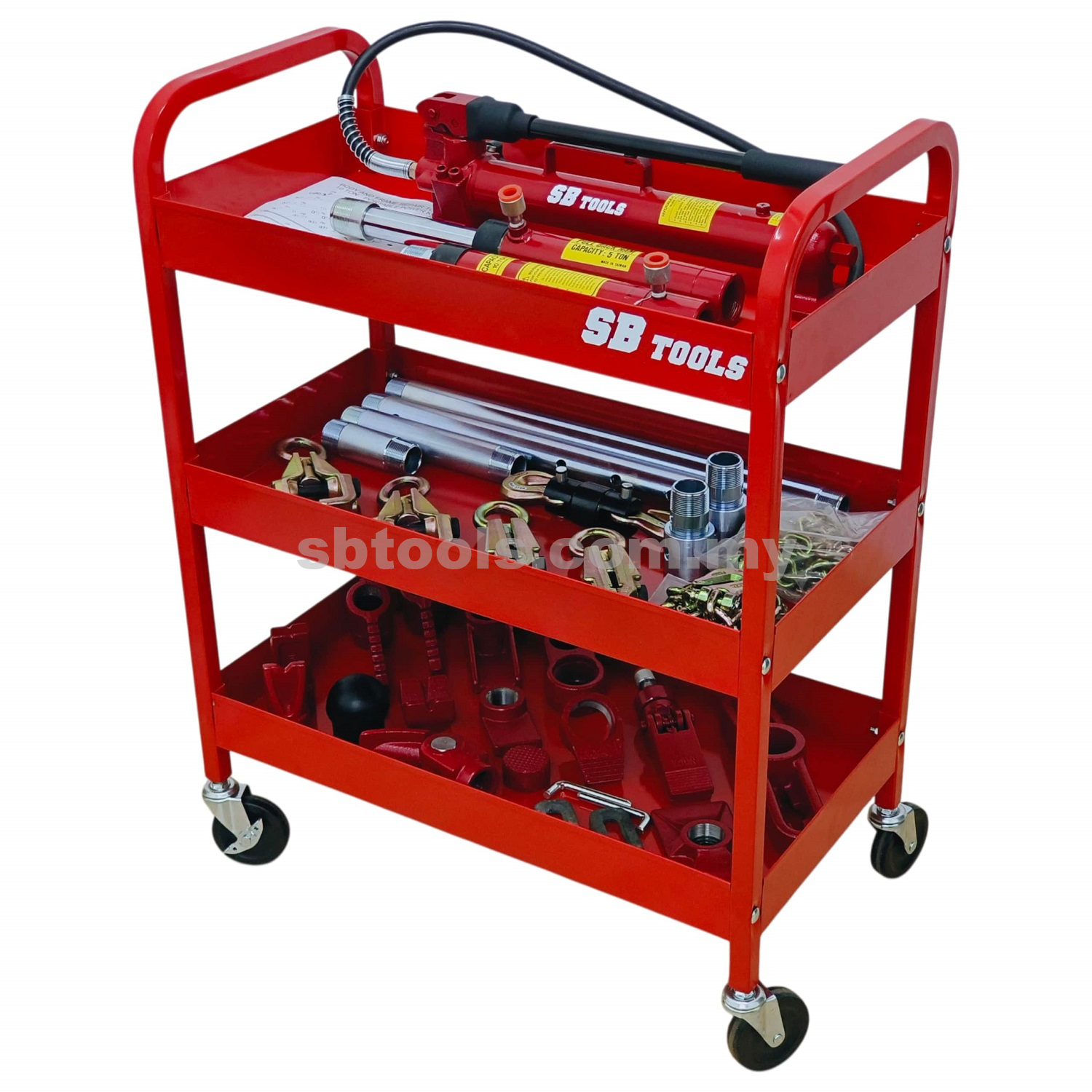 SB TOOLS Heavy-Duty Hydraulic 10Ton Collision Repair Kit With Trolley