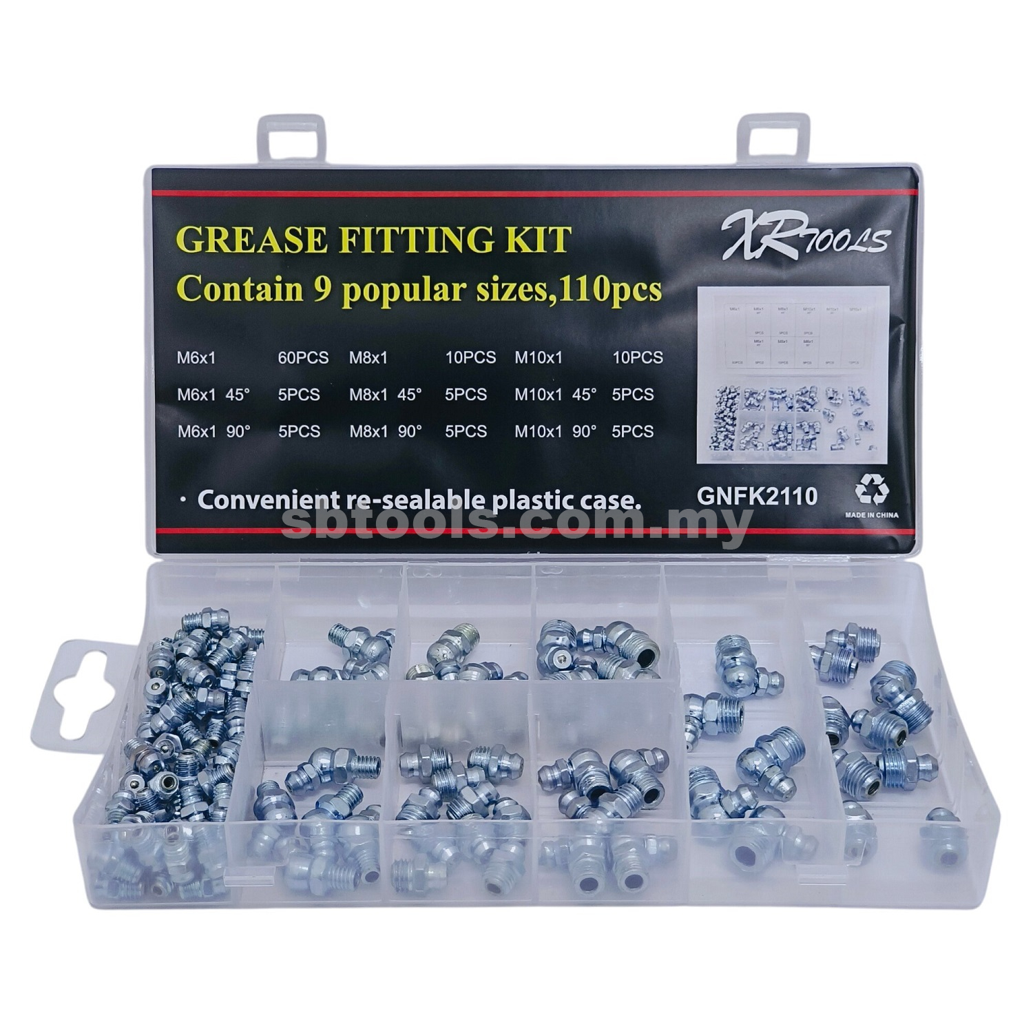 XR TOOLS 110Pcs Grease Fitting Kit