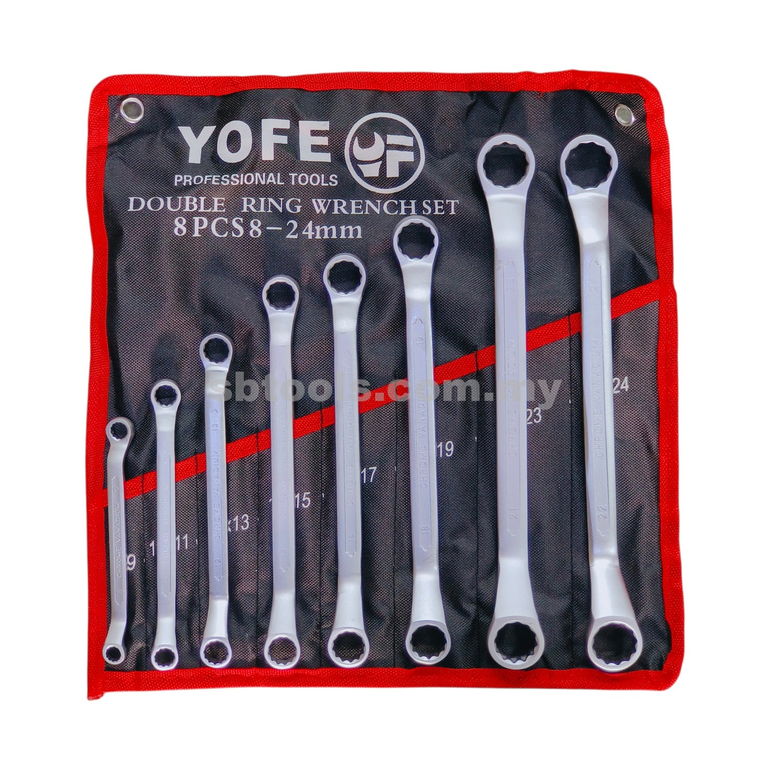 8Pcs Double Offset Ring Wrench Set 8~24mm